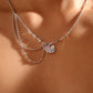 Platinum Plated Diamond Moonstone Moon Necklace