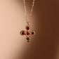 14K Real Gold Plated Red Cross Necklace