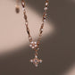 18K Rose Gold Plated Diamond Cross Necklace