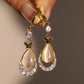 14K Real Gold Plated Diamond Opal Droplet Earrings