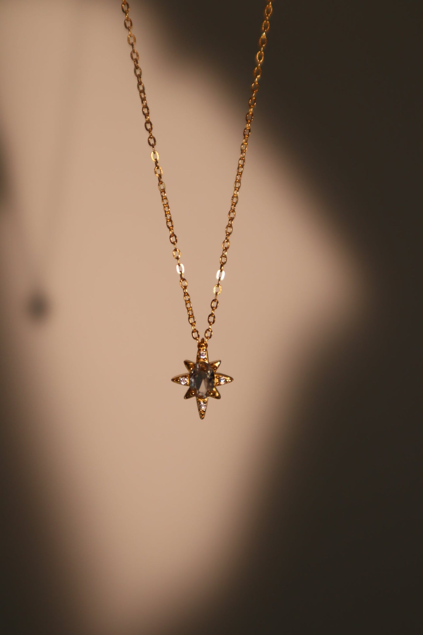 18K Gold Vermeil Blue Gem Pole Star Necklace