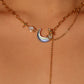 18K Real Gold Plated Moonstone Moon Star Chain Necklace