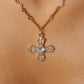 18K Real Gold Plated Multi Pearls Cross Necklace