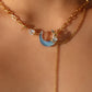 18K Real Gold Plated Moonstone Moon Star Chain Necklace