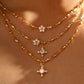 18K Real Gold Plated Diamond Cross Pendant Necklace