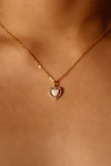 18K Gold Vermeil White Opal Heart Necklace