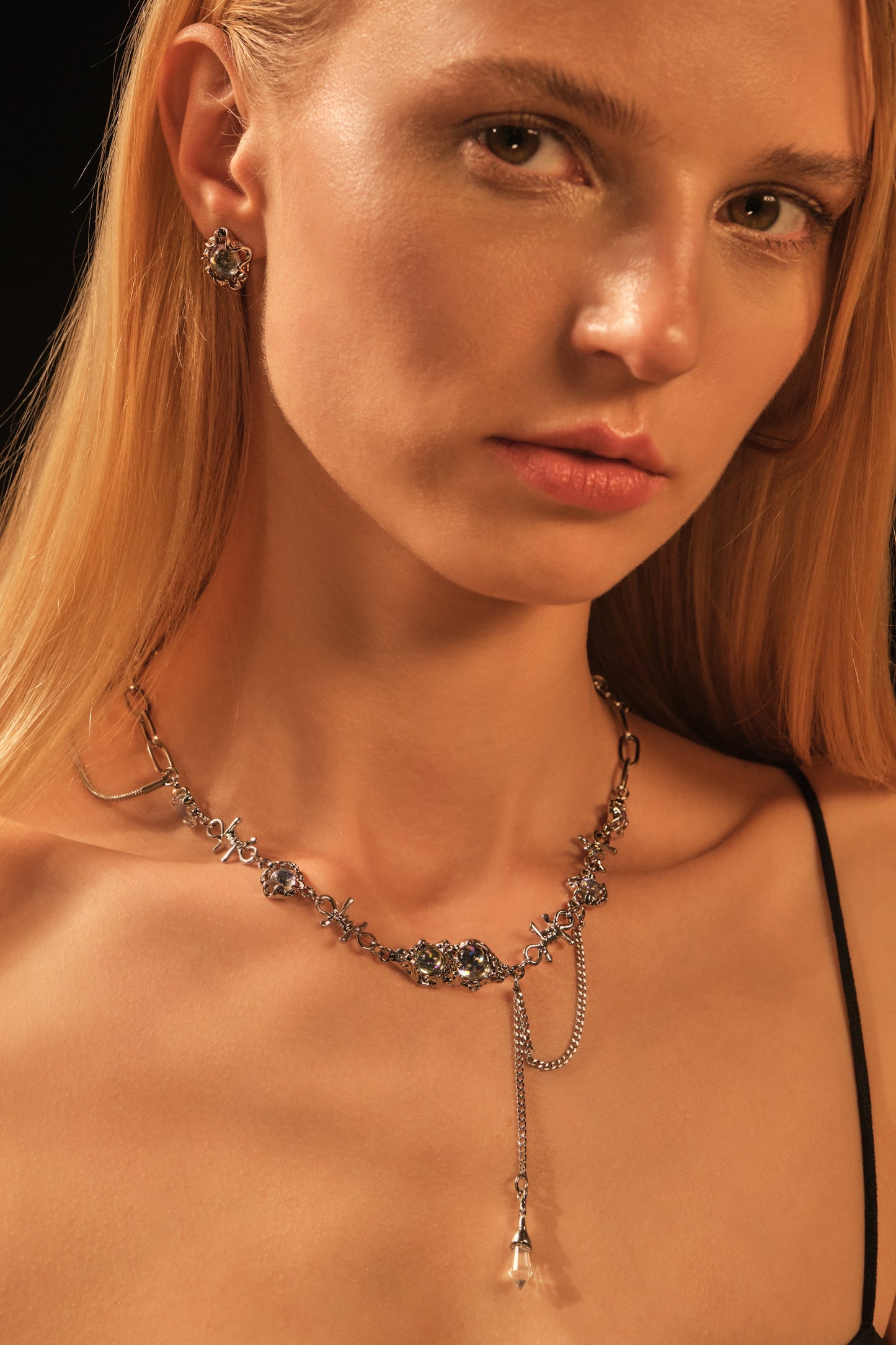 Platinum Plated Opal Twist Necklace