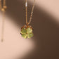 18K Real Gold Plated Spinning Jade Clover Necklace