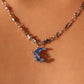 Platinum Plated Moonstone Moon Star Necklace