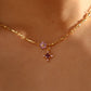 18K Real Gold Plated Purple Diamond Cross Necklace