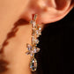 14K Real Gold Plated Diamond Butterfly Blue Drop Earrings