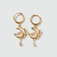 18K Real Gold Plated White Rose Moon Earrings