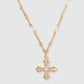 18K Real Gold Plated Multi Pearls Cross Necklace