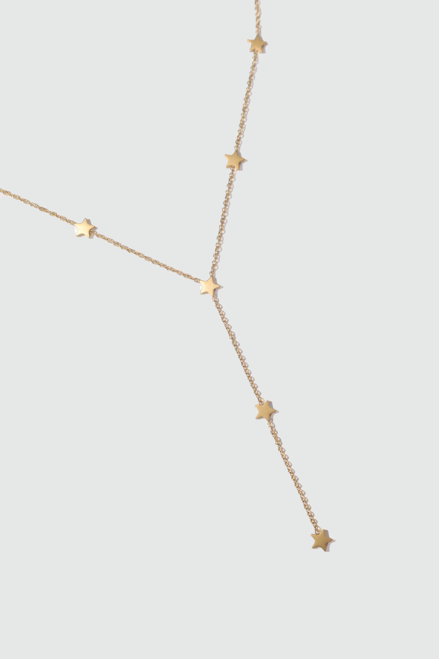 18K Gold Stainless Steel Multi Star Lariat Necklace