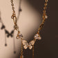 18K Real Gold Plated Blue Crystal Butterfly Necklace