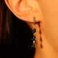 18K Real Gold Plated Green Gem Water Drop Earrings