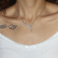 Platinum Plated Diamond Leaf Necklace