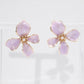 14K Real Gold Plated Enamel Flower Earrings