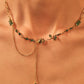 18K Real Gold Plated Green Gem Rose Necklace