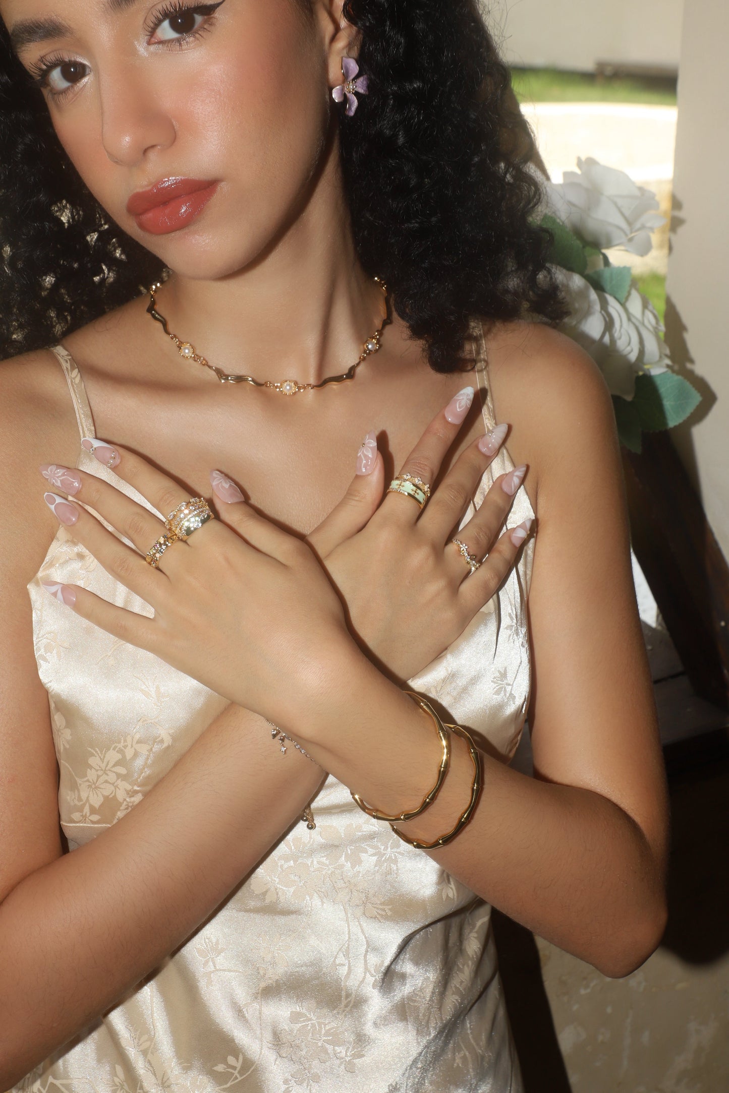 18K Real Gold Plated Multi Pearls Wave Necklace