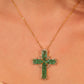 Gold Plated Green Cross Necklace