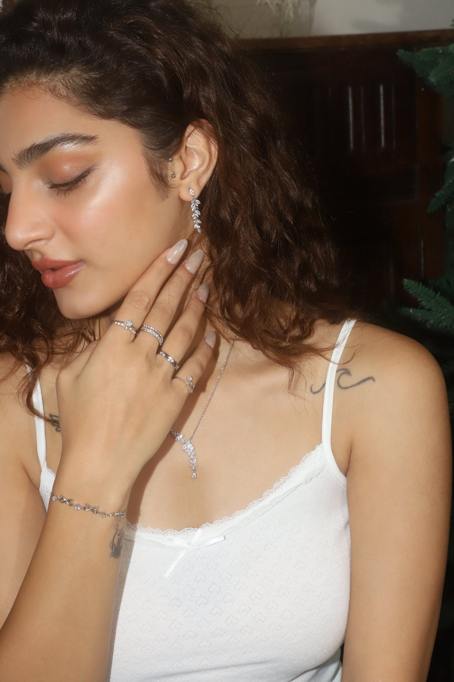 Diamond Leaf Earrings