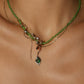 18K Real Gold Plated Green Gem Droplet Necklace