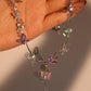 Multi Color Gem Butterfly Necklace