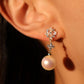 18K Real Gold Plated Diamond Flake Pearls Earrings
