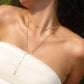 18K Real Gold Plated Color Gem Rose Lariat Long Necklace