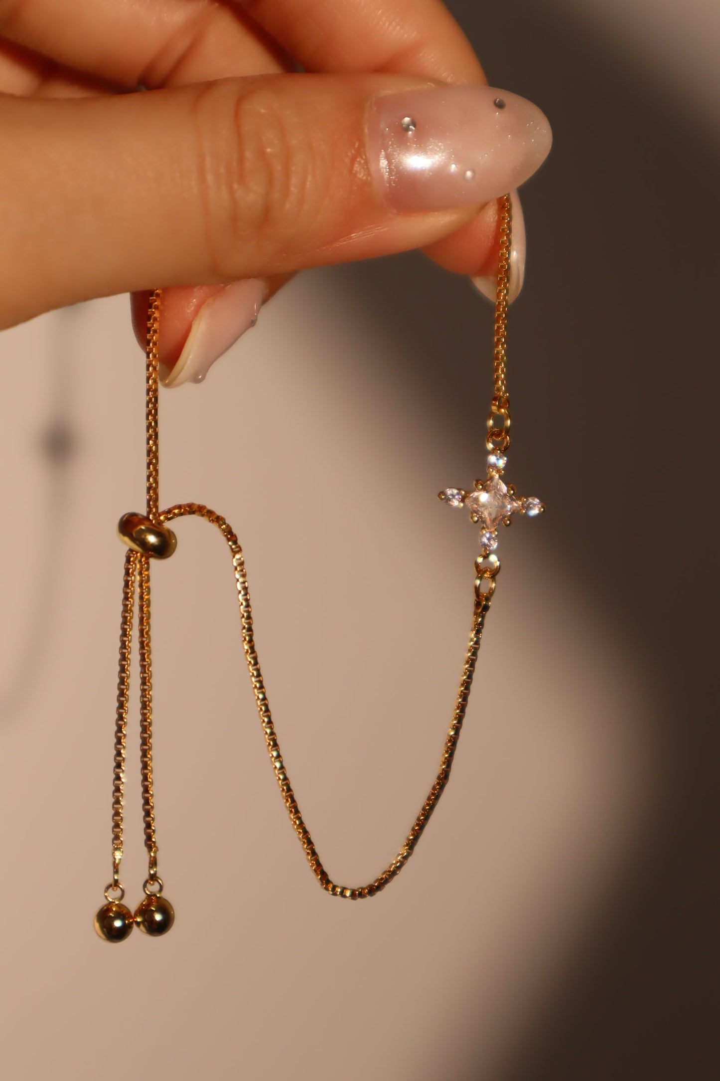 18K Real Gold Plated Diamond Cross Pendant Bracelet