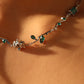 Platinum Plated Green Gem Rose Necklace
