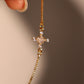 18K Real Gold Plated Diamond Cross Pendant Bracelet