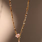 18K Real Gold Plated Pink Diamond Cross Necklace