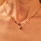 18K Real Gold Plated Garnet Diamond Cross Necklace