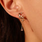 14K Real Gold Plated Diamond Pearl Moon Star Earrings