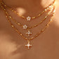 18K Real Gold Plated Diamond Cross Pendant Necklace