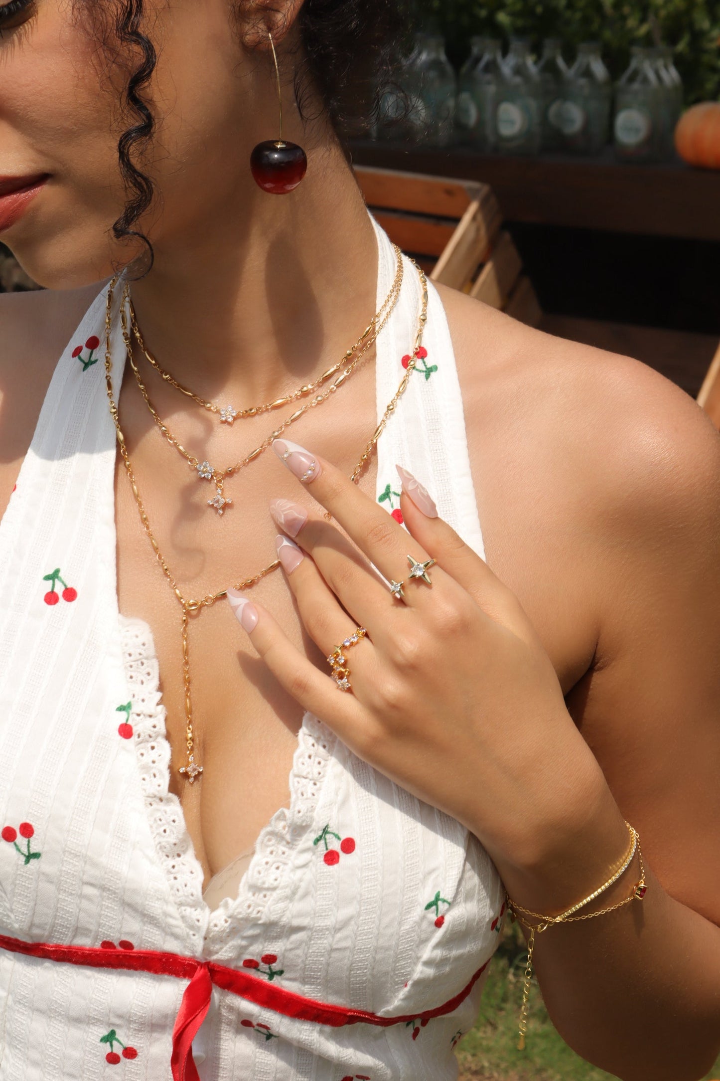 18K Real Gold Plated Diamond Cross Lariat Long Necklace