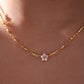18K Real Gold Plated Diamond Flower Necklace