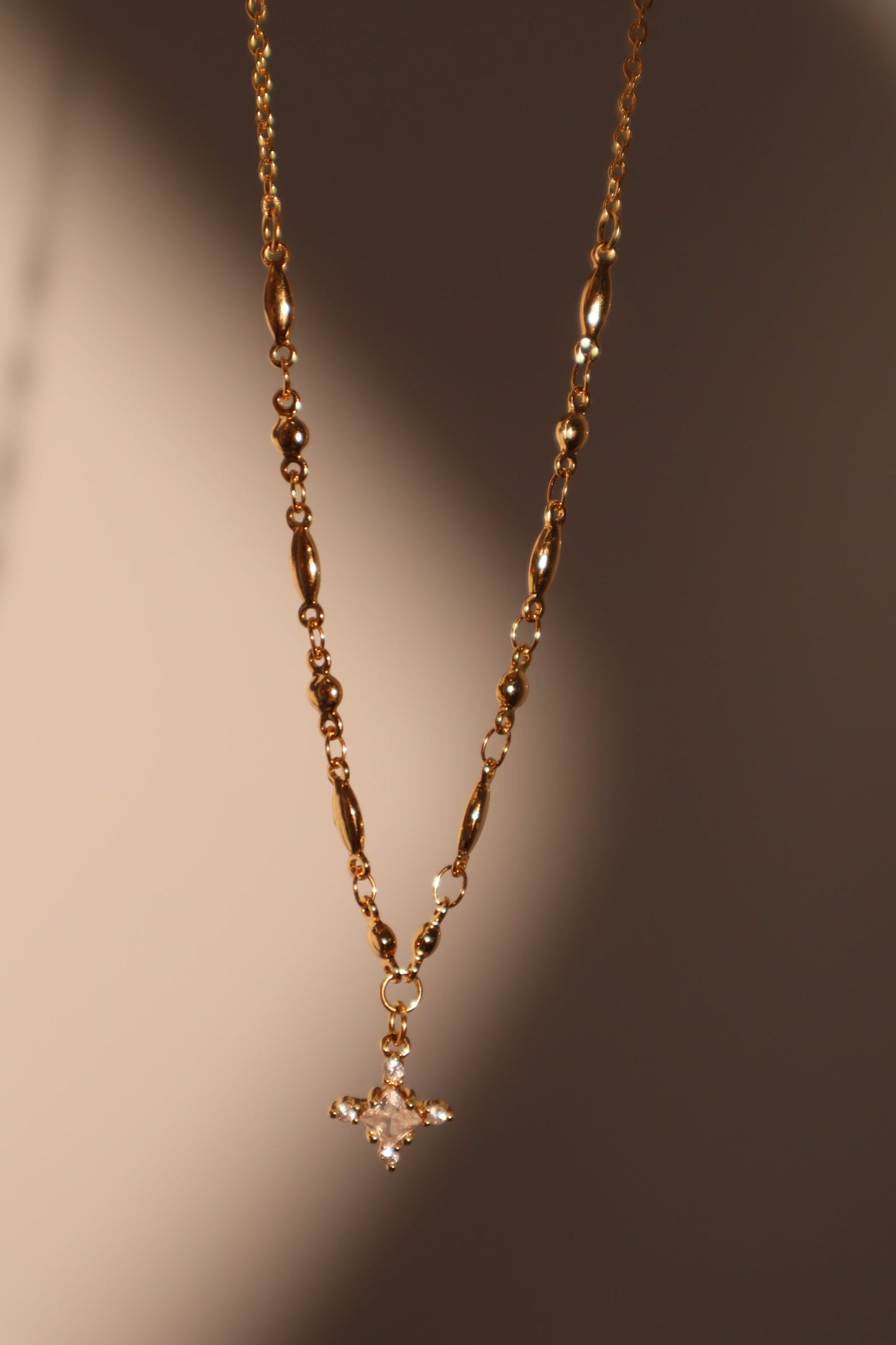 18K Real Gold Plated Diamond Cross Pendant Necklace