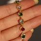 14K Real Gold Plated Multi Heart Color Gemstones Bracelet