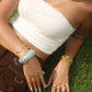 Gold Plated Blue Acrylic Bangle Bracelet