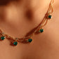 14K Real Gold Plated Double Layer Green Heart Necklace