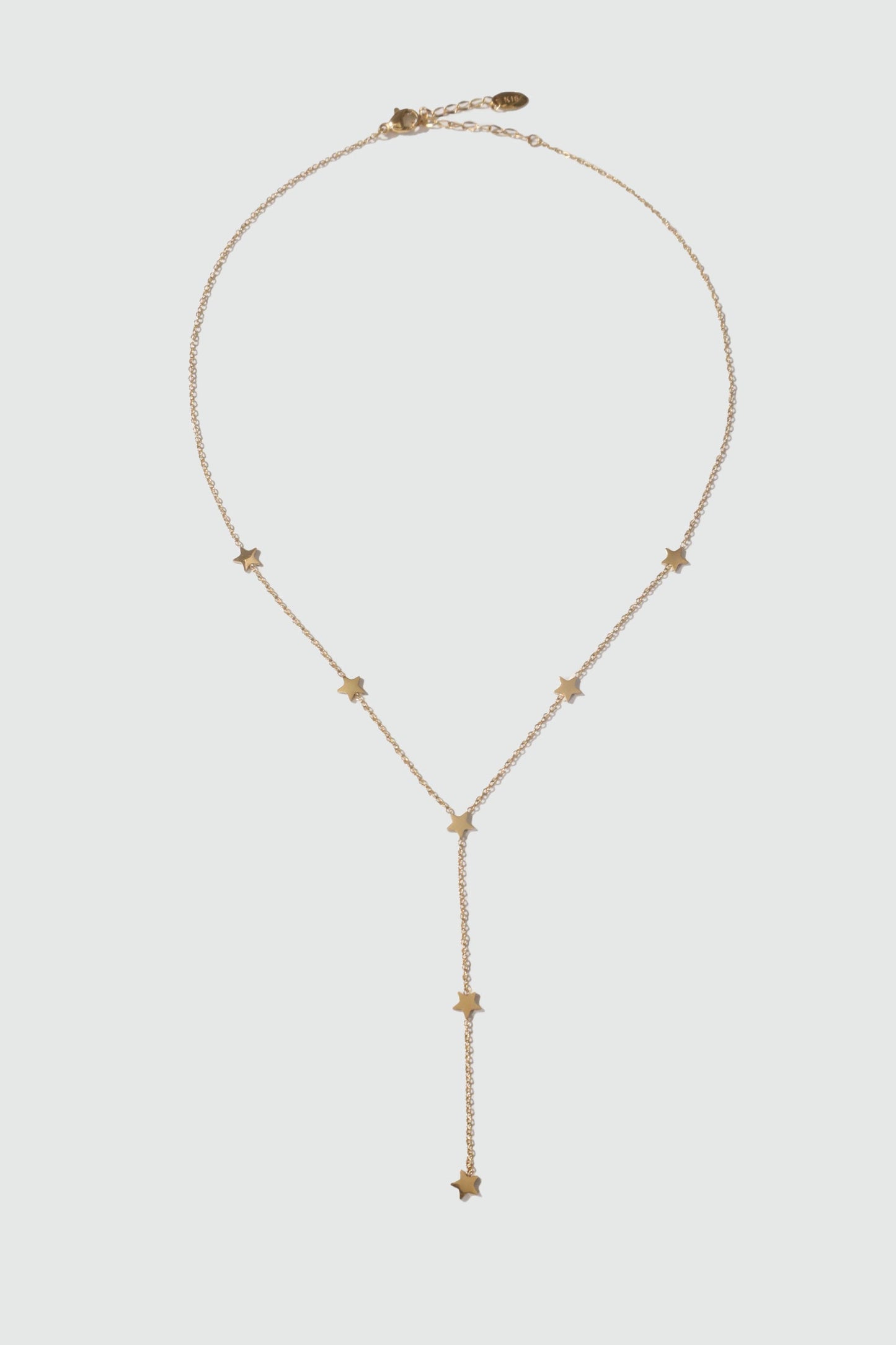 18K Gold Stainless Steel Multi Star Lariat Necklace