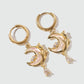 18K Real Gold Plated White Rose Moon Earrings