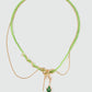 18K Real Gold Plated Green Gem Droplet Necklace