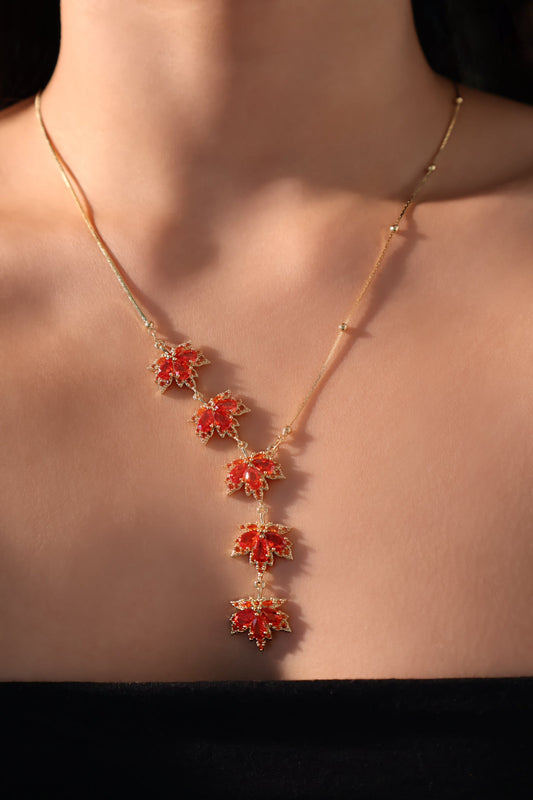 18K Real Gold Plated Maple Leaves Necklace
