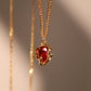 18K Real Gold Plated Red Rose Necklace