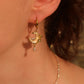 18K Real Gold Plated White Rose Moon Earrings
