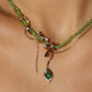 18K Real Gold Plated Green Gem Droplet Necklace